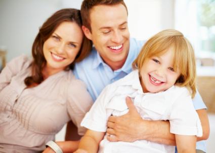 Family laughing together