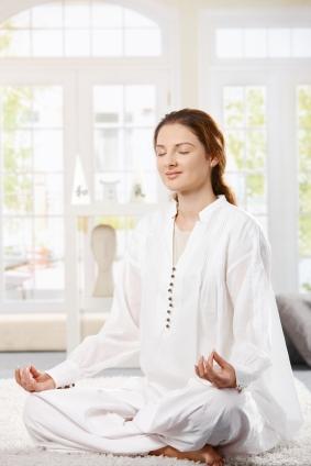 A woman meditating