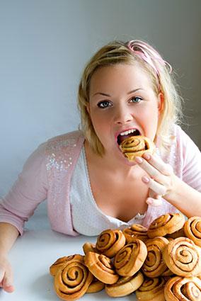 woman overeating