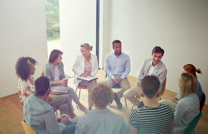 People in group therapy session