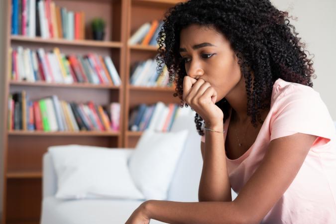 Young girl looking worried
