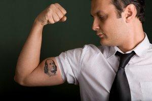 Office worker with tat