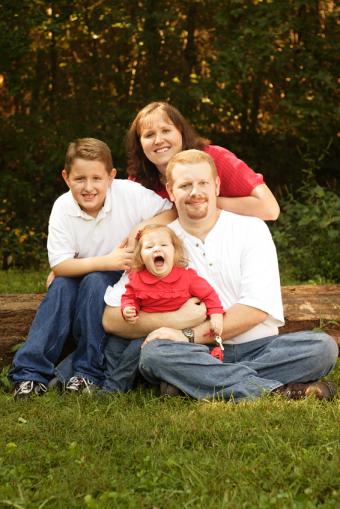 Happy family outside