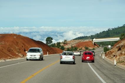 Multi-lane road with cars