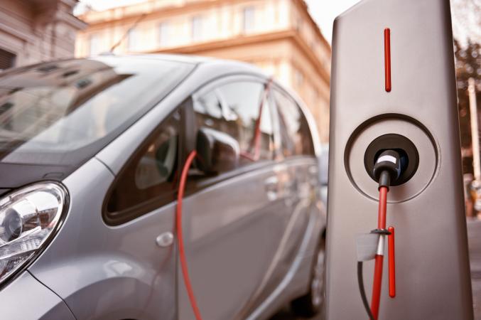 Electric car in charging