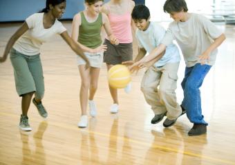 High school students playing basketball