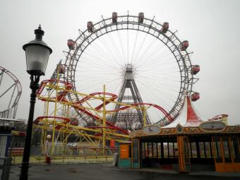 deserted amusement park on gray day