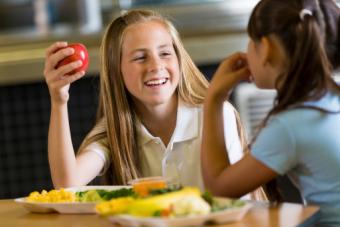 Middle school girls at lunch