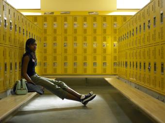 Teen girl in locker room