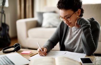 Girl studying at home