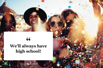 Teenager friends partying by blowing colorful confetti from hands 