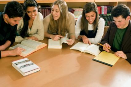 Students in library