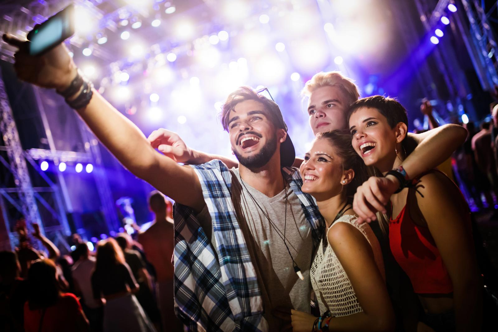 Friends at a music festival