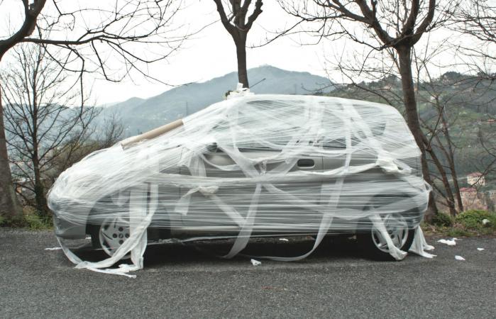 Car Wrapped In Plastic