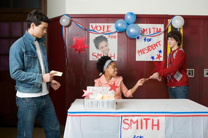 Girl campaigning for student council president