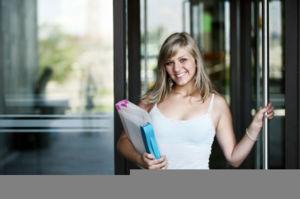 Teen girl student at school