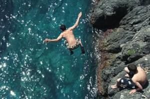 Jumping into water