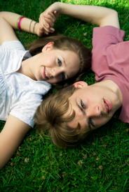 teenages on the grass