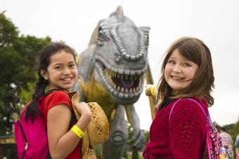 Girls with Dinosaur