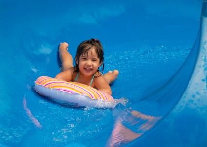Girl on waterslide