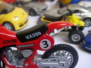 Have fun with toy vehicles.