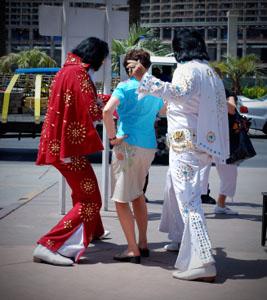 Two Elvis impersonators in Las Vegas