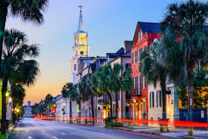 Empty street in Charleston, South Carolina