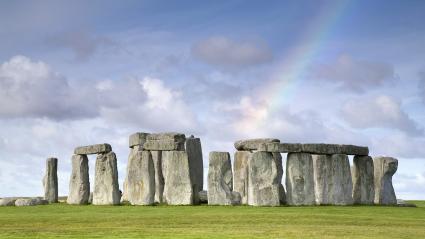 Rainbow over Stonehenge, Salisbury Plain, UK