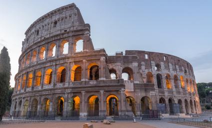 Colosseum (Coliseum) in Rome at dusk