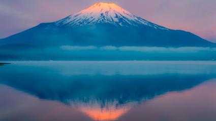 Mount Fuji and reflection Yamanaka lake, Japan