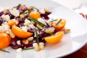 A plate of beet salad.