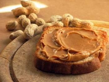 Peanut butter on bread.