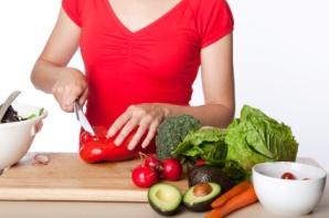 Woman chopping vegetables