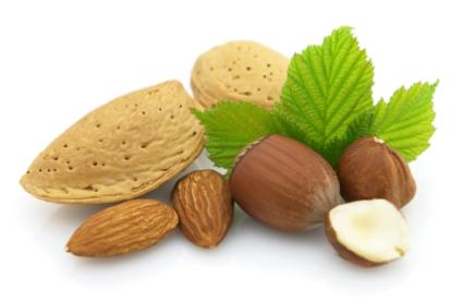 mixed nuts on white background