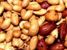 Mixed, spiced nuts.