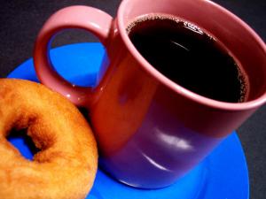 Coffee and doughnut.