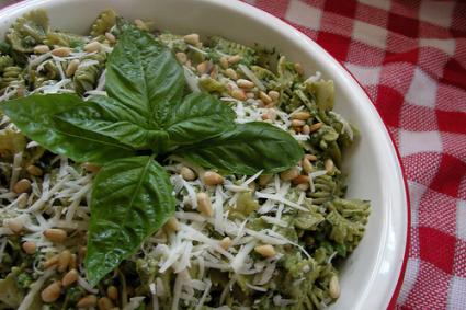 Freshly made pesto sauce