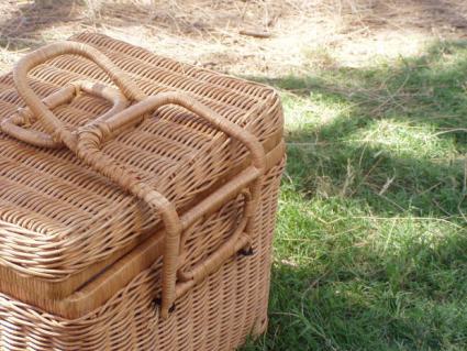 Straw picnic basket.