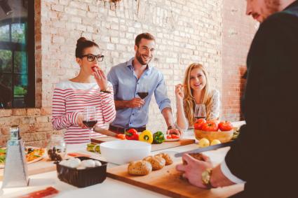 Friends eating