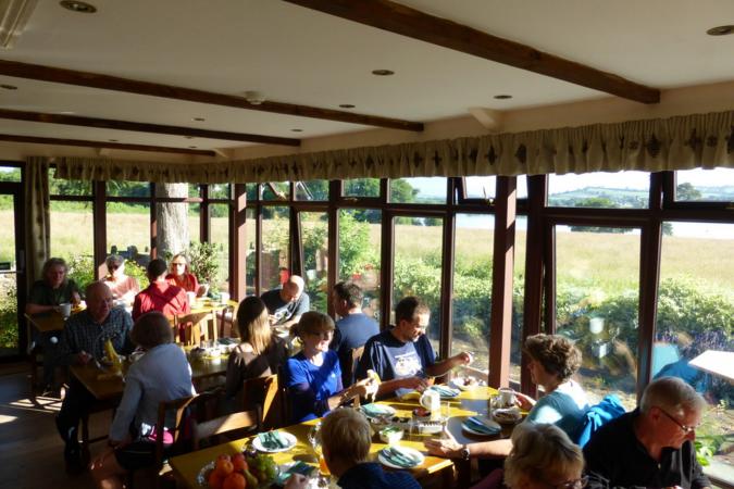 Bicycle Beano tour group eating
