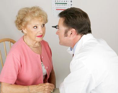 Patient getting an eye exam