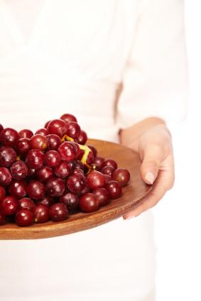 platter of red grapes