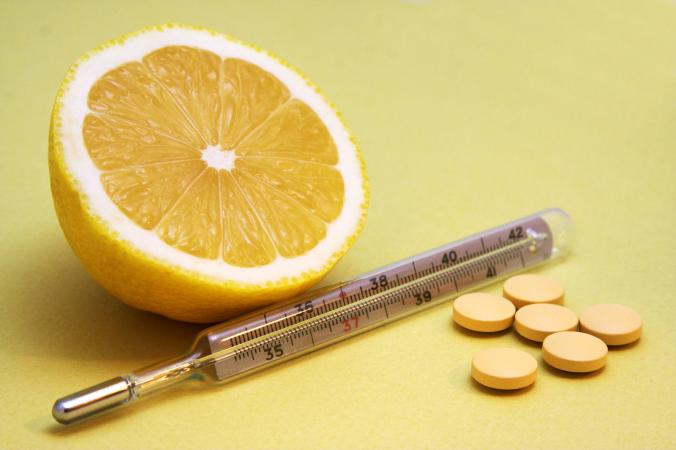 Lemon and vitamin c tabs with thermometer