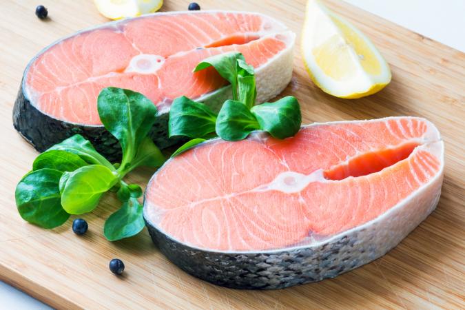 Fresh salmon steaks