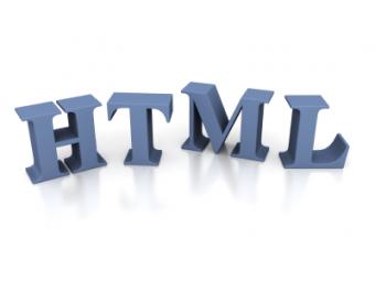 The letters HTML in 3d