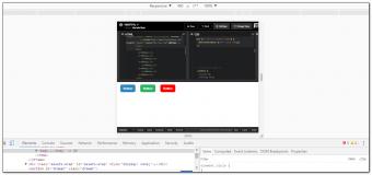 Screenshot of using Inspect Element to view responsive buttons at 480 pixels wide.