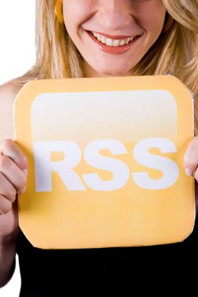 Girl holding RSS sign