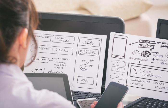 Designer working at new web design