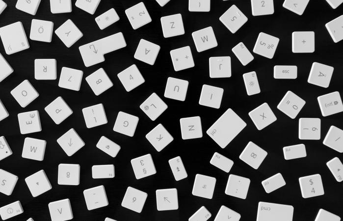 Computer keys scattered