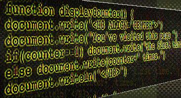Monitor showing HTML Hit Counter Codes